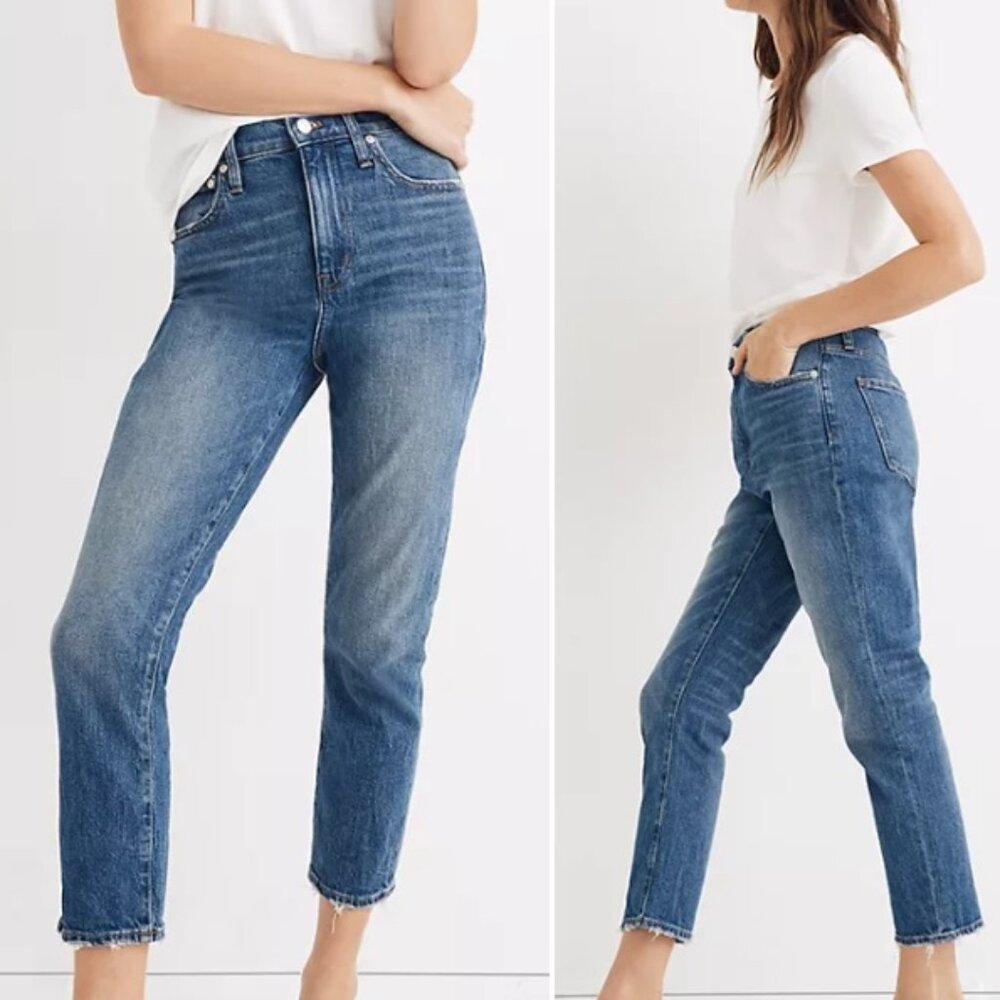 Madewell high-rise slim boyjean in Lavern Wash
